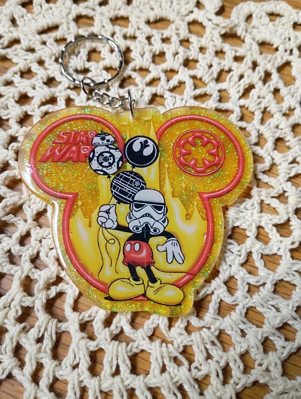 Star Wars x Disney Yellow Glitter Mickey Stormtrooper Keychain